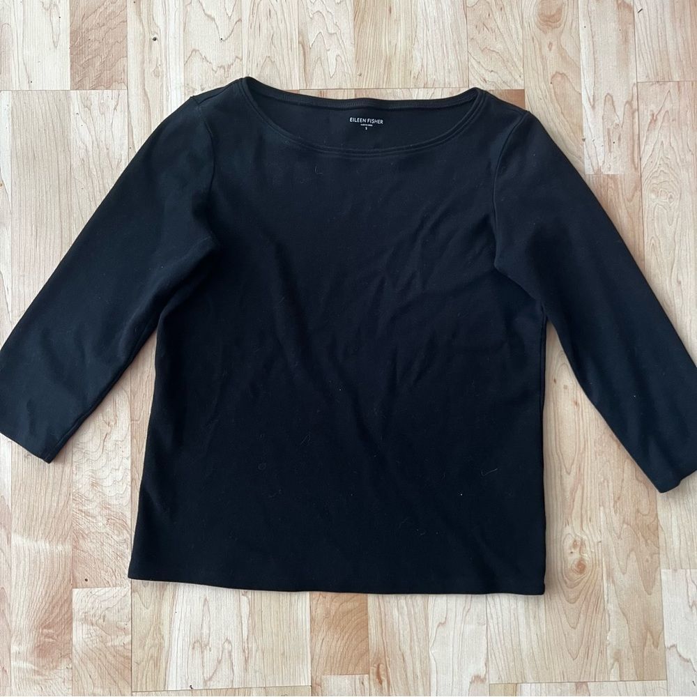 Eileen Fisher Black 3/4 Sleeve Top Women’s Small